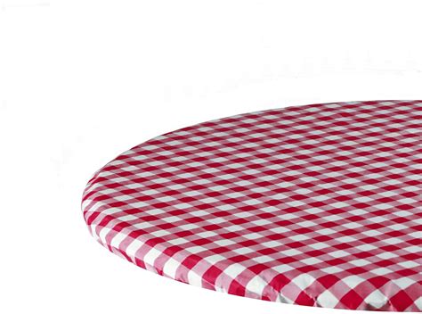 2 Pieces Vinyl Fitted Tablecloth Cover Checkered Flannel Table Cover Waterproof Round Table Protector Elastic Flannel Backed Tablecloth for Indoor Outdoor Use