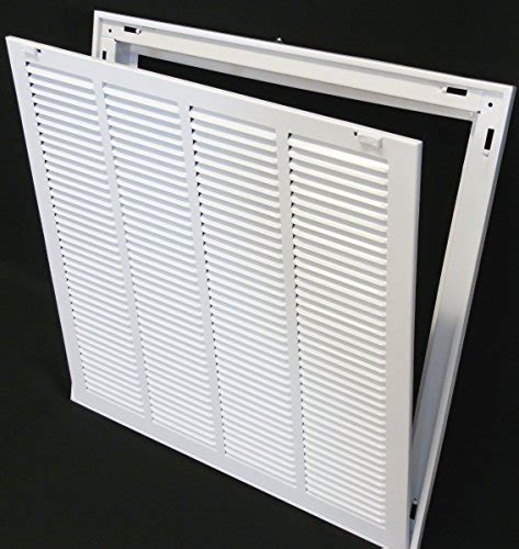 30" X 10 Steel Return Air Filter Grille for 1" Filter - Fixed Hinged - Ceiling Recommended - HVAC Duct Cover - Flat Stamped Face - White [Outer Dimensions: 32.5 X 11.75]