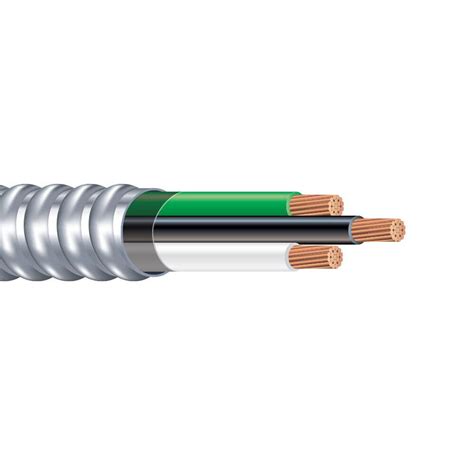 Limited 50' MC 6/2 Type 6 AWG 2 Conductors Stranded METAL CLAD Cable With Aluminum Armour and Green Insulated Ground Wire Copper