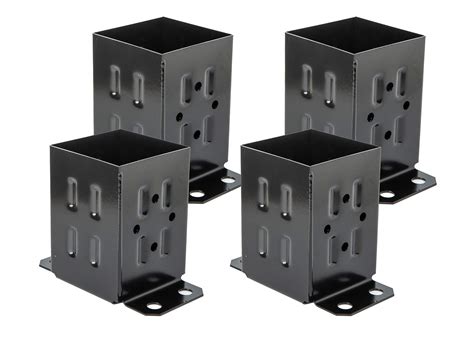 ADLER Fence Post Base Brackets Heavy Duty Steel Powder-Coated Anchor Support Use for 4x4 Wood, Black (4 Pack)