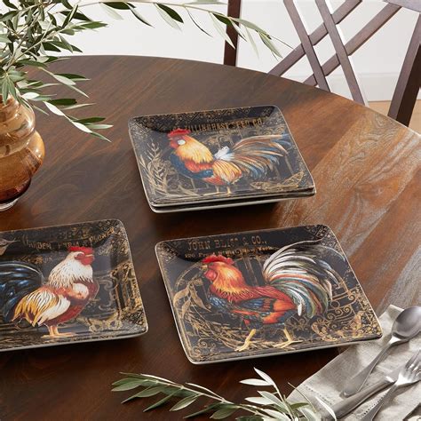 Flash Sale Buy 1 get 1 Certified International Gilded Rooster Dinnerware.Tabletop, One Size, Multicolor