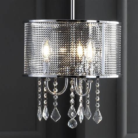 JONATHAN Y JYL7465A Avah 13" Metal/Crystal Adjustable LED Drop Pendant, Glam,Contemporary for Kitchen, Living Room, Chrome