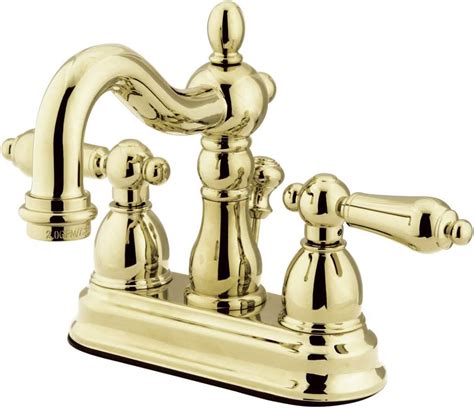 Kingston Brass KB1602AL Heritage 4-Inch Centerset Lavatory Faucet with Metal Lever Handle, Polished Brass