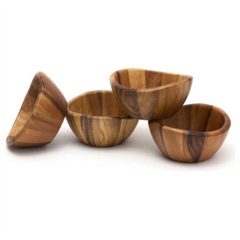 Deal Product Lipper International Acacia 6 x 3 Wave Bowl Set of 4