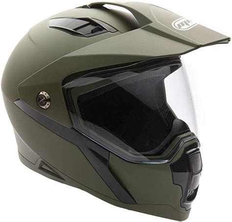 MMG Helmet Dual Sport Off Road Motorcycle Dirt Bike ATV - FlipUp Visor - Model 23 (X-Large, Green)