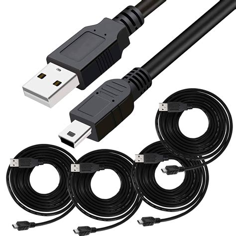 SaiTech IT 4 Pack USB 2.0 A to Mini 5 pin B Cable for External HDDS/Camera/Card Readers/ MP3 Player/ PS3 Controller/GPS Receiver (150cm - 5Feet - 1.5M) -Black