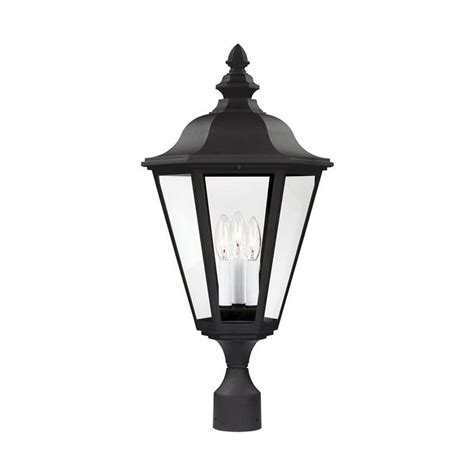 Buy 2 get 3 Sea Gull Lighting 8231-12 Brentwood Outdoor Post Lantern Outside Fixture, Three - Light, Black