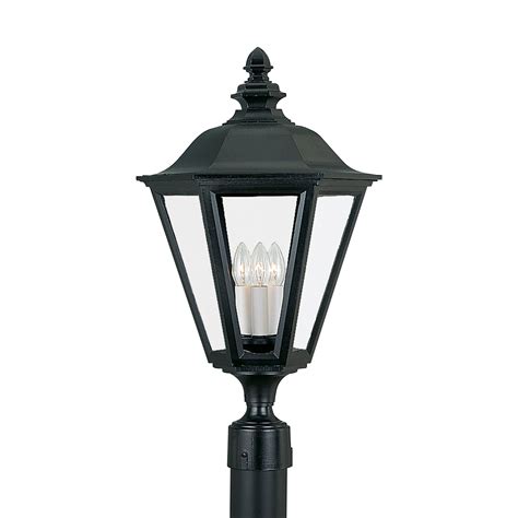 Buy 2 get 3 Sea Gull Lighting 8231-12 Brentwood Outdoor Post Lantern Outside Fixture, Three - Light, Black