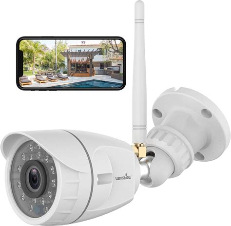 Security Camera Outdoor , Wansview 1080P Wired WiFi IP66 Waterproof Surveillance Home Camera with Motion Detection, 2-Way Audio, Night Vision,SD Card Storage and Works with Alexa W6-4PACK (White)