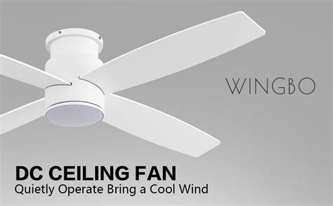 WINGBO 52" Flush Mount Modern Ceiling Fan with Light and Remote Control, Hugger Ceiling Fan Old Bronze, 3 Reversible Blades, Low Profile LED Ceiling Fan for Living Room Kitchen Bedroom, ETL Listed